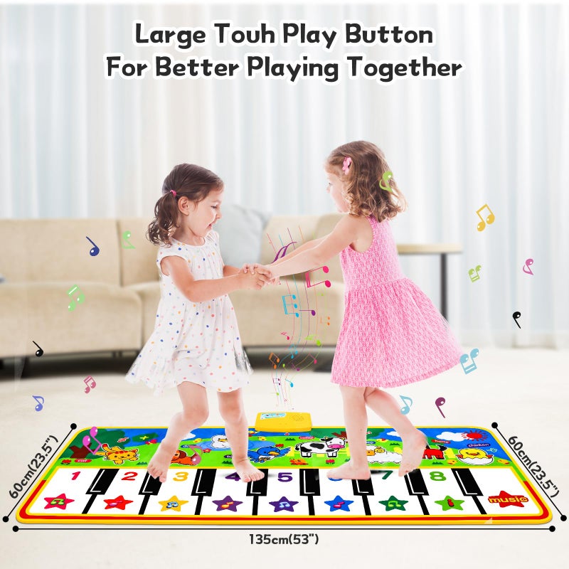 M SANMERSEN Piano Mat - 53" x 23" Musical Mat 8 Animals Sounds Dance Mat for Kids Touch Play Dancing Mat Toy Gifts for 1 2 3 4 5 6 Year Old Girls Boys - Image 3