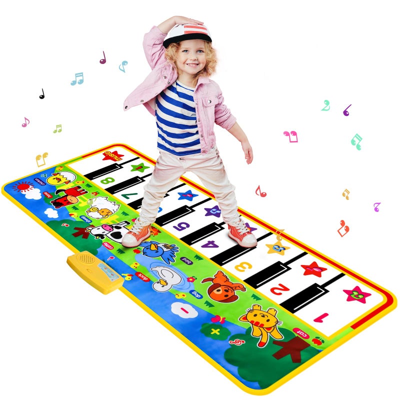 M SANMERSEN Piano Mat - 53" x 23" Musical Mat 8 Animals Sounds Dance Mat for Kids Touch Play Dancing Mat Toy Gifts for 1 2 3 4 5 6 Year Old Girls Boys - Image 1