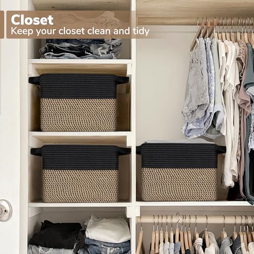 Goodpick Cube Storage Bins - Towel, Book, Cloth, Shoes, Closet Shelf Woven Baskets for Office, Baby Laundry, Toys, 13''x10''x9'' - Image 5