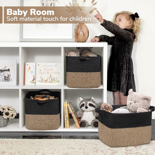 Goodpick Cube Storage Bins - Towel, Book, Cloth, Shoes, Closet Shelf Woven Baskets for Office, Baby Laundry, Toys, 13''x10''x9'' - Image 3