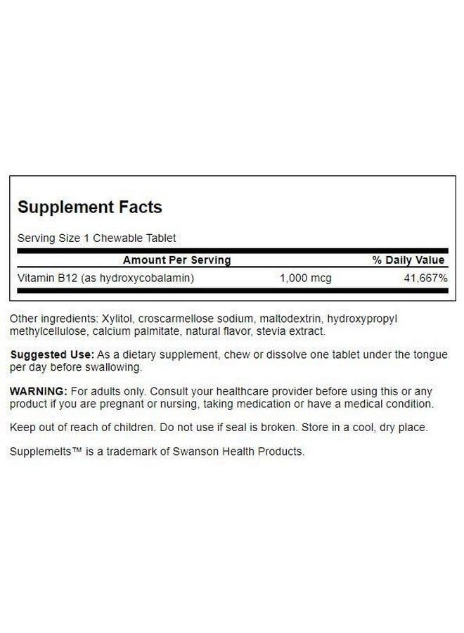 Swanson Supplemelts Vitamin B-12 1000 mcg 60 Chwbls - Image 2
