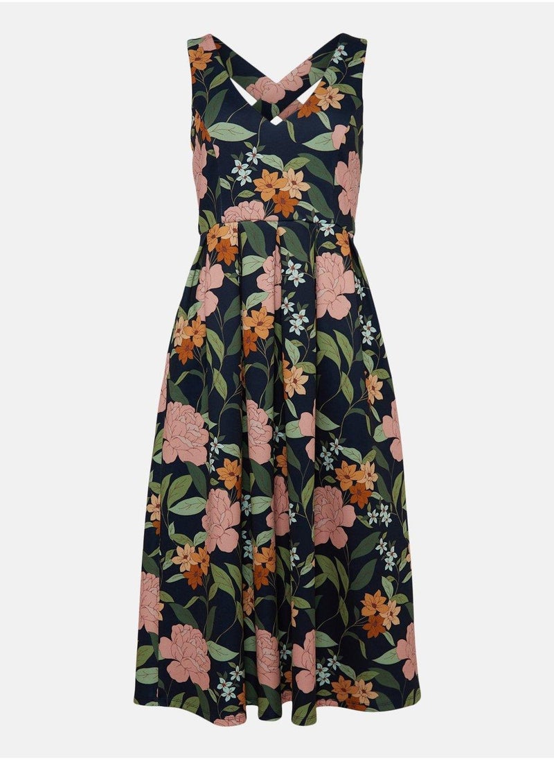 Oasis - Cross Back Scuba Midi Dress - Image 1