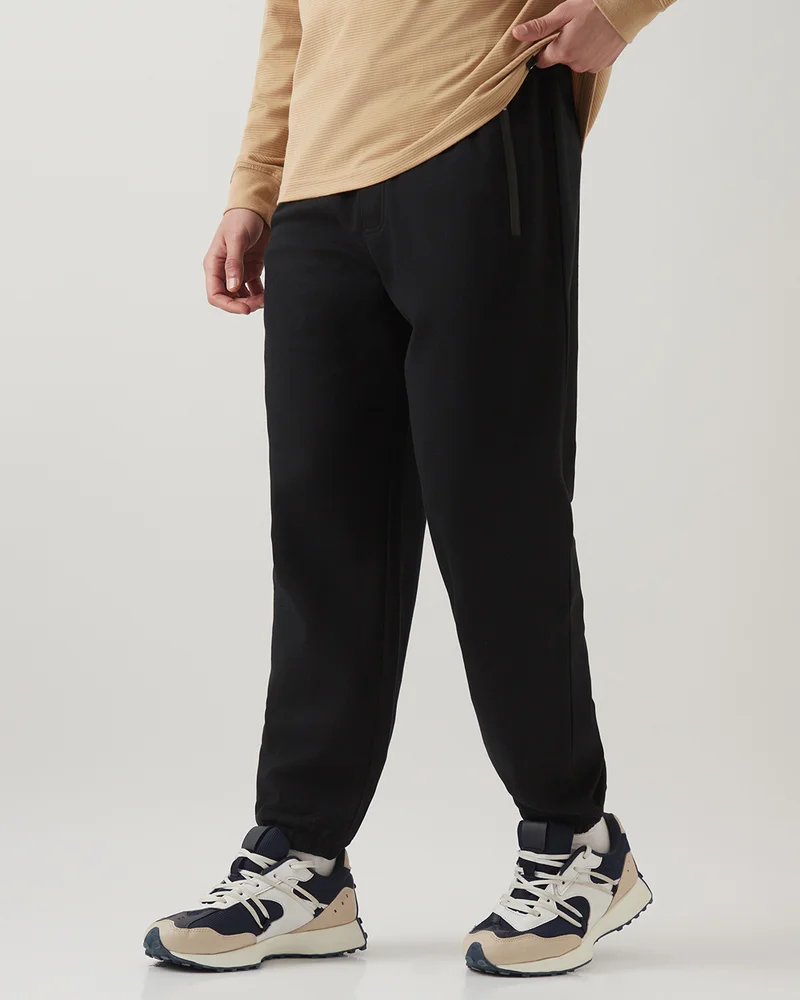 bewakoof Men's Black Oversized Warm Joggers