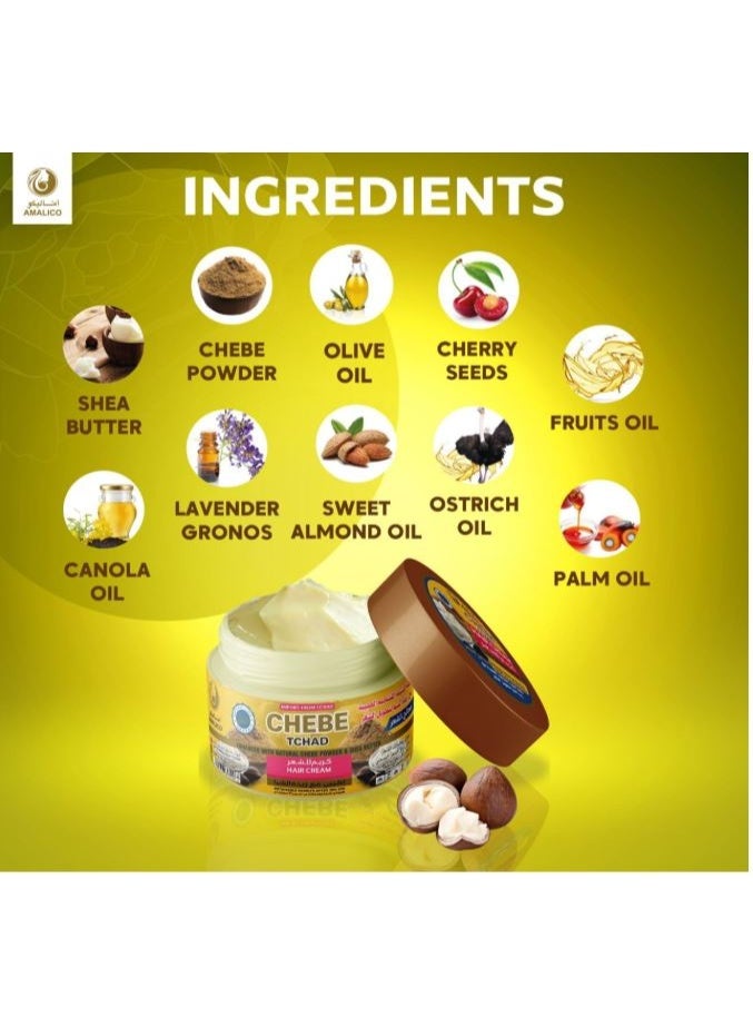 AMALICO Hair Growth Cream With Chebe Powder & SHEA BUTTER Leave in Moisturizer Ready to Use Olive and Palm Oil for Deep Scalp Nourishment 360 gram - Image 2