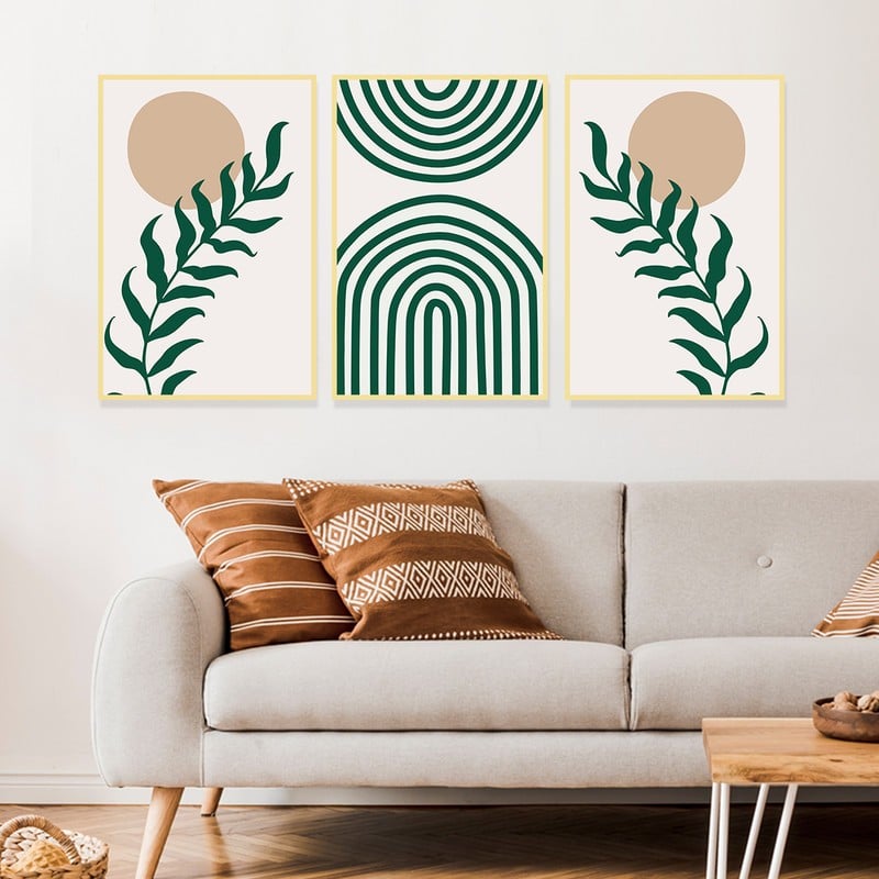 Marktna Three canvas prints in a bohemian art style with a hollow frame, measuring (120×60), three pieces - Image 1