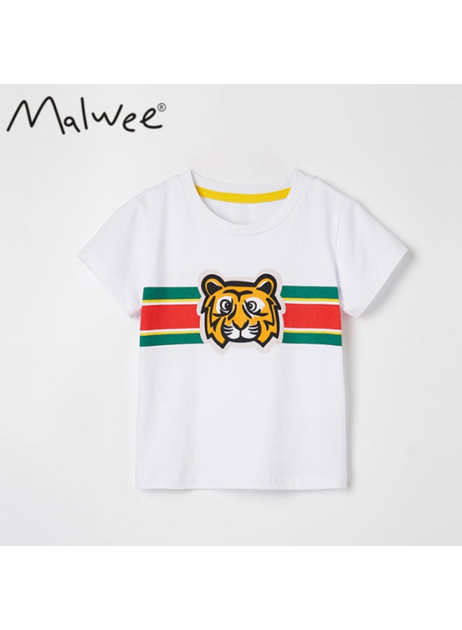 Malwee Kids Summer Boys Short Sleeve T-shirt Round Neck Children's Clothing Girls Cartoon Top Dropshipping