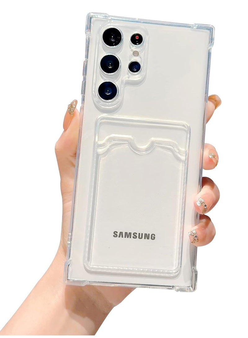 ten.tech TenTech Transparent cover with shockproof corners with card holder - card holder - heat-resistant polyurethane card holder for Samsung Galaxy S22 Ultra- transparent  - Image 1