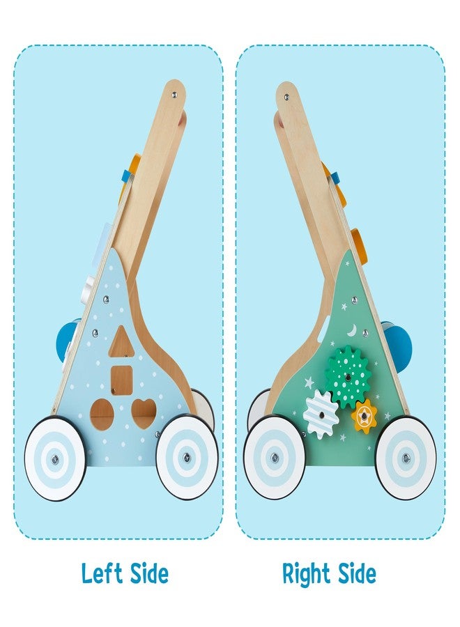 medoga Wooden Baby Walker, 10 in 1 Baby Activity Center Walker Adjustable Wood Toddler Walker Push Walker Toy for Boys and Girls (BW001) - Image 4