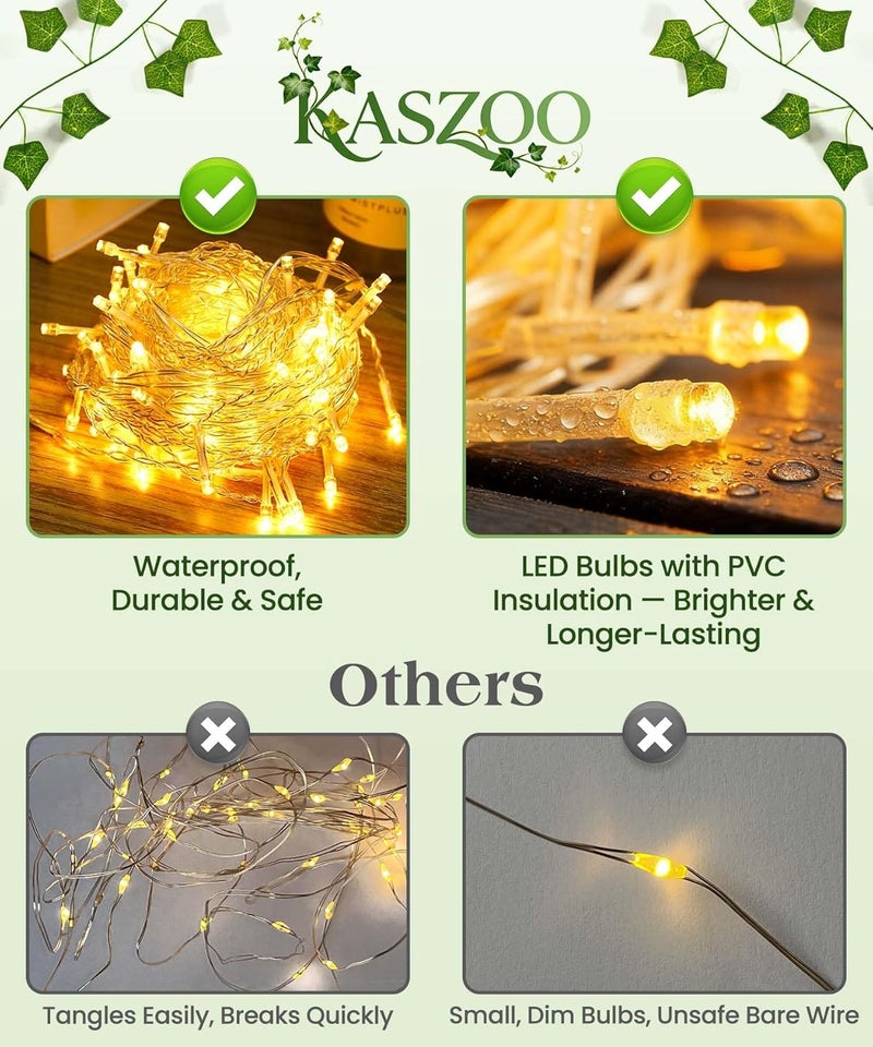 KASZOO 84Ft 12 Pack Artificial Ivy Garland Fake Plants, Vine Hanging Garland with 80 LED String Light, Hanging for Home Kitchen Garden Office Wedding Wall Decor, Green - Image 3