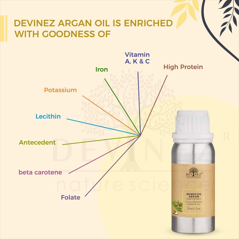 Devinez Moroccan Argan (Argania Spinosa) Cold-Pressed Oil, 500ml - 100% Pure Natural, Undiluted For Hair Nourishment, Face, Skin, Body Care Nails & 100% Natural Moisturizer - Image 5