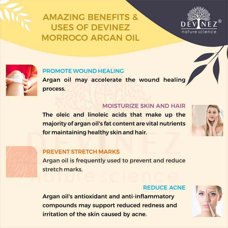 Devinez Moroccan Argan (Argania Spinosa) Cold-Pressed Oil, 500ml - 100% Pure Natural, Undiluted For Hair Nourishment, Face, Skin, Body Care Nails & 100% Natural Moisturizer - Image 4