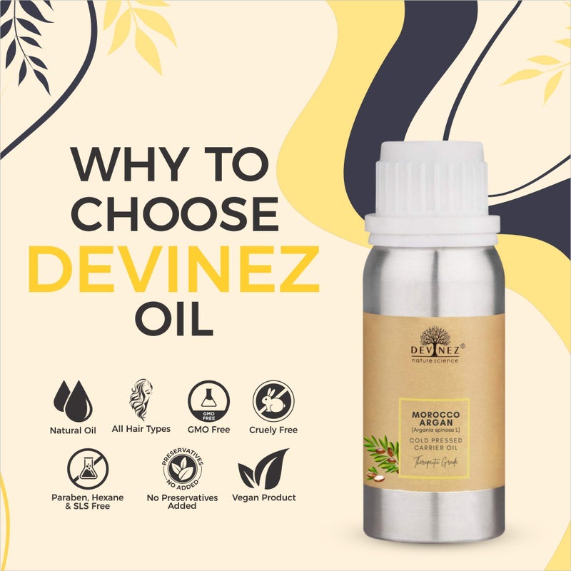 Devinez Moroccan Argan (Argania Spinosa) Cold-Pressed Oil, 500ml - 100% Pure Natural, Undiluted For Hair Nourishment, Face, Skin, Body Care Nails & 100% Natural Moisturizer - Image 2