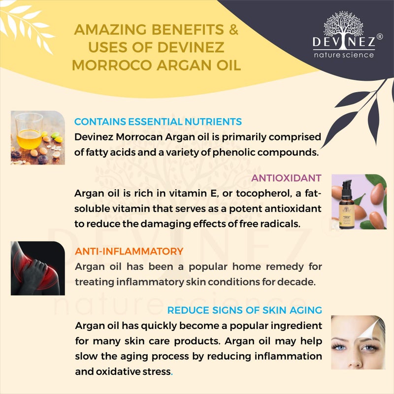 Devinez Moroccan Argan (Argania Spinosa) Cold-Pressed Oil, 500ml - 100% Pure Natural, Undiluted For Hair Nourishment, Face, Skin, Body Care Nails & 100% Natural Moisturizer - Image 3