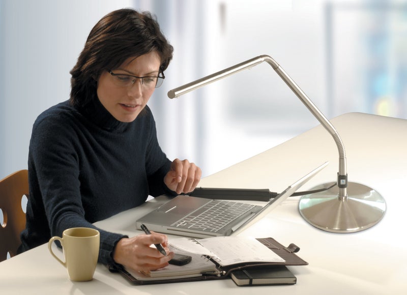 Daylight Desk Lamp Base for Slimline Models – Non-Slip Freestanding Stand - Compatible with D35108, D35107, D35106 – Brushed Steel Finish - Image 2