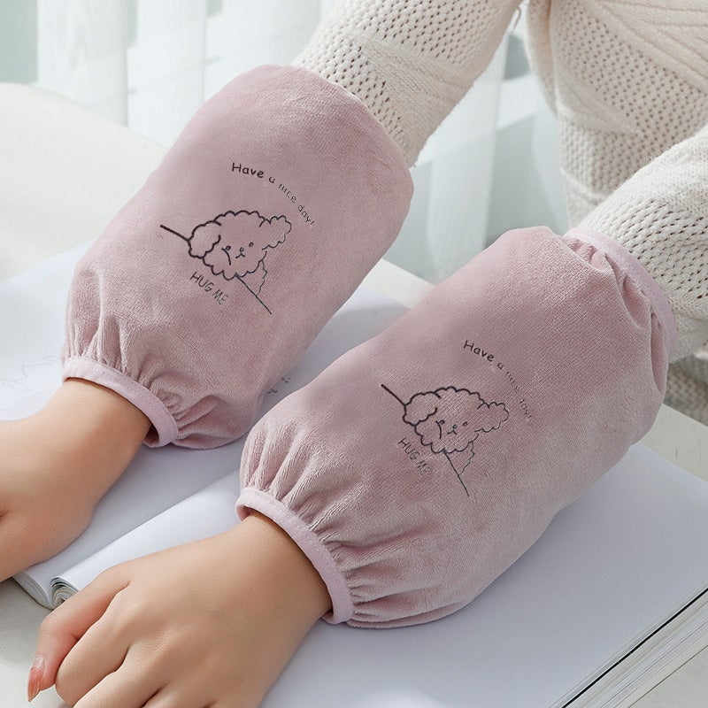 CuteCartoon Long Sleeve Cufflinks Autumn Winter Waterproof Dirt-resistant Arm Protector New 2023 Model For Students And Adults Pink purple 