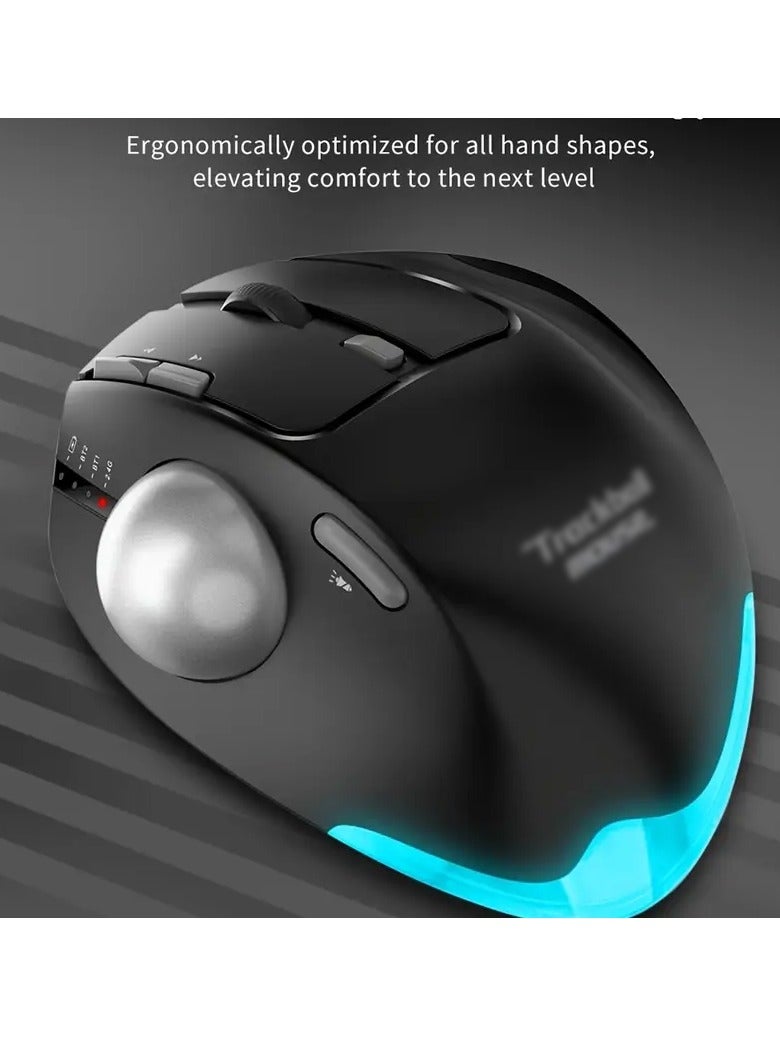 2.4G Dual Wireless Trackball Mouse With Adjustable Angle And RGB, Ergonomic Design - Image 1