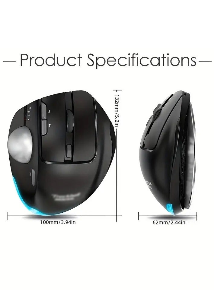 2.4G Dual Wireless Trackball Mouse With Adjustable Angle And RGB, Ergonomic Design - Image 2