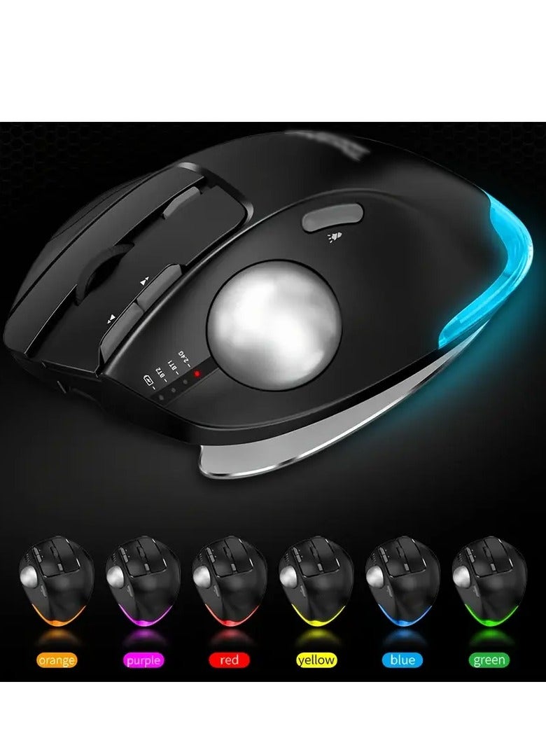 2.4G Dual Wireless Trackball Mouse With Adjustable Angle And RGB, Ergonomic Design - Image 3