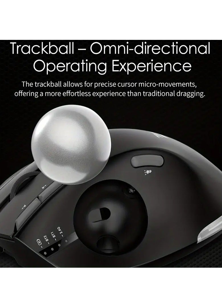 2.4G Dual Wireless Trackball Mouse With Adjustable Angle And RGB, Ergonomic Design - Image 4