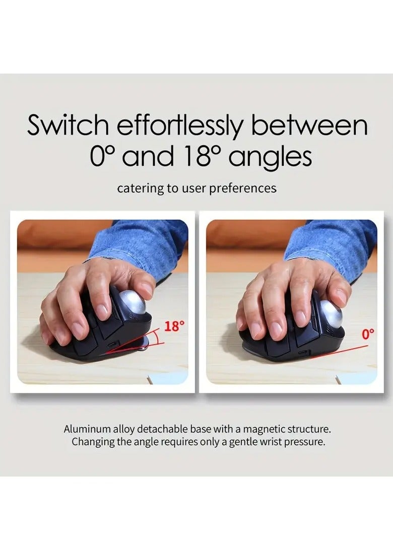 2.4G Dual Wireless Trackball Mouse With Adjustable Angle And RGB, Ergonomic Design - Image 5