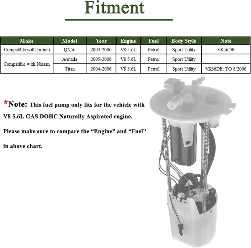 YHTAUTO Fuel Pump Assembly for Infiniti QX56, Nissan Titan, and Armada 2004-2006 - Image 2