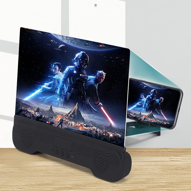 CHANGAIDA 12 Inch Phone Screen Projector Magnifier with Bluetooth Speaker Foldable Phone Holder Suit for All Smartphones - Image 2