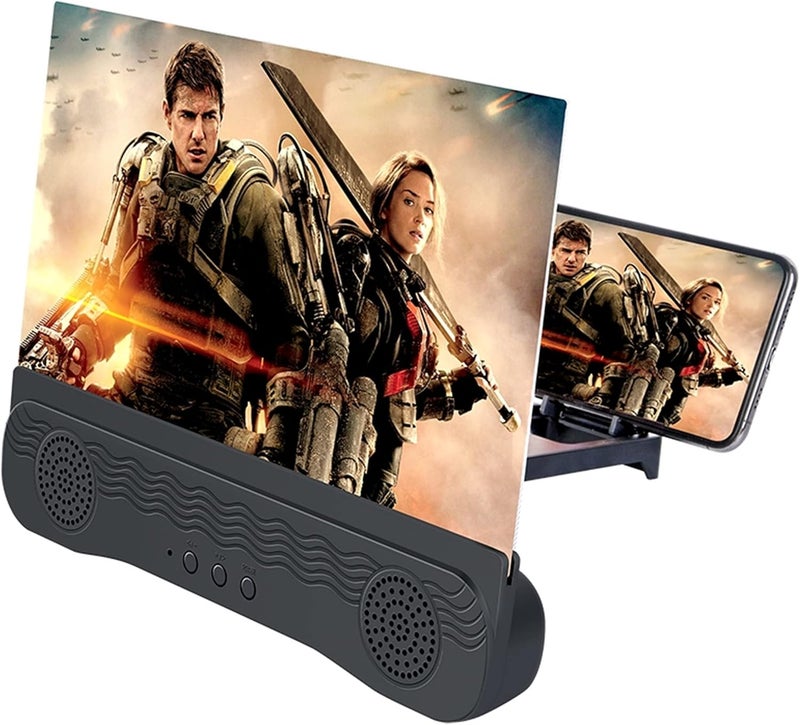 CHANGAIDA 12 Inch Phone Screen Projector Magnifier with Bluetooth Speaker Foldable Phone Holder Suit for All Smartphones - Image 1