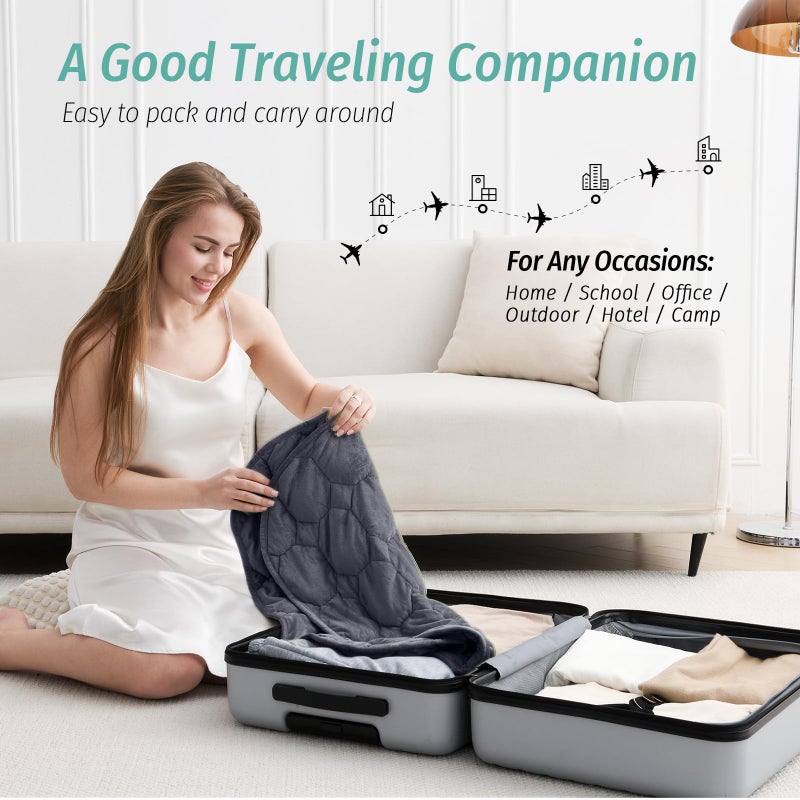 Wemore Weighted Lap Blanket 7lbs for Adults, Small Weighted Blanket for Travel, Calming, Relaxing, Napping and Sleeping, All-Season Weighted Lap Pad, Machine Washable, Dark Grey 24x29 inches - Image 3