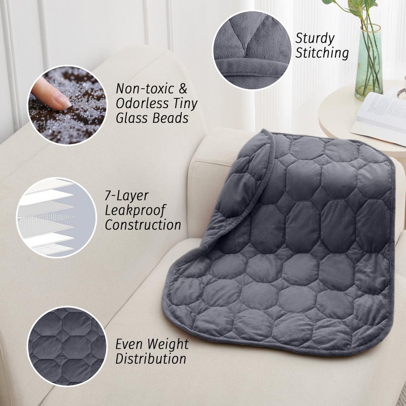 Wemore Weighted Lap Blanket 7lbs for Adults, Small Weighted Blanket for Travel, Calming, Relaxing, Napping and Sleeping, All-Season Weighted Lap Pad, Machine Washable, Dark Grey 24x29 inches - Image 5