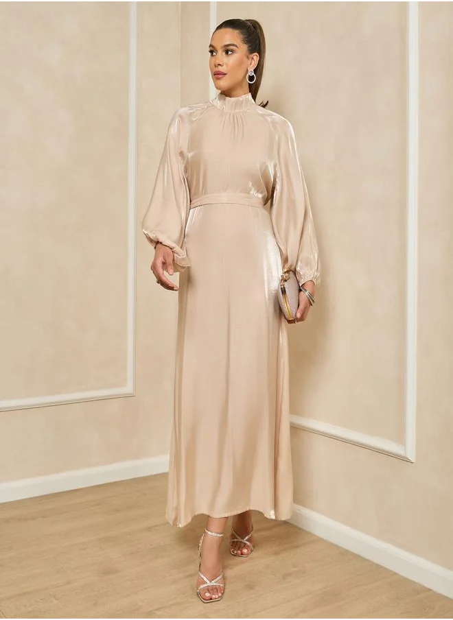 Styli Balloon Sleeve High Neck A-Line Jalabyia