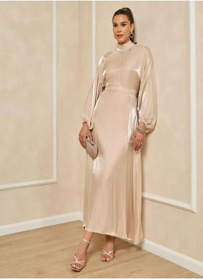 Styli Balloon Sleeve High Neck A-Line Jalabyia