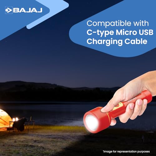 Bajaj Raftaar Jumbo LED RC Torch | Upto 4 Hrs Backup | 3 Mode Switch | 6 Months - Warranty (Pack of 1, Red) - Image 5