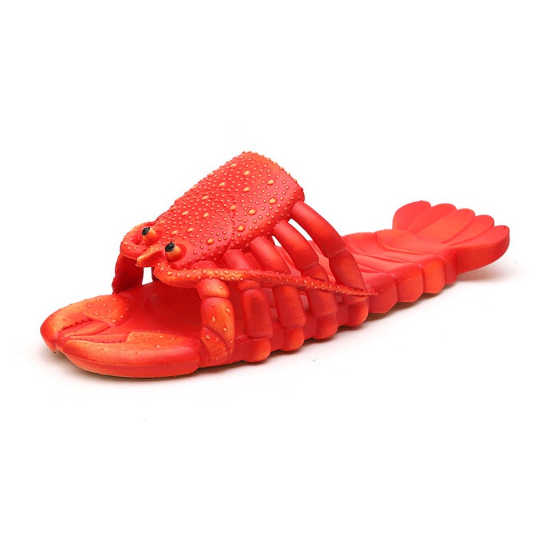 Summer Couples Kids Cartoon Lobster Slippers Dark red - Image 4
