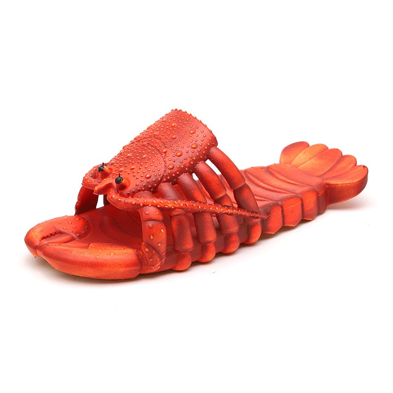 Summer Couples Kids Cartoon Lobster Slippers Dark red - Image 1