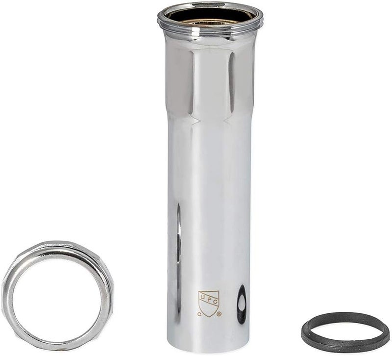 EZFLO 1-1/2 Inch Heavy Duty Extension Tube with Slip Joint Connection, 6 Inch Length, 22 Gauge, Brass Plumbing Fitting, Chrome, 35101 - Image 1