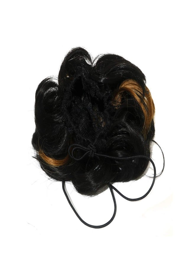 Paradise® Synthetic Hair Bun, Artificial Juda For Women And Girls dark Brown+ Golden Highlights - Image 3