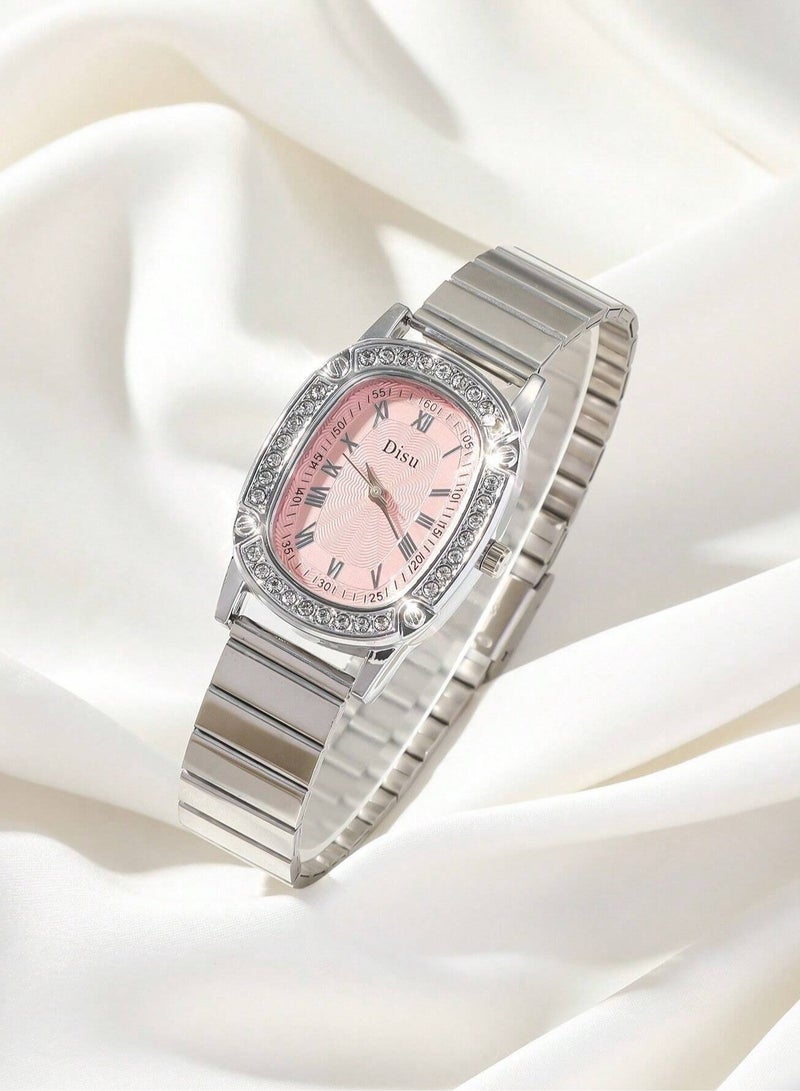 ديسو ساعة يد نسائية كوارتز مرصعة بحجر الراين من الفولاذ المقاوم للصدأ - Image 1