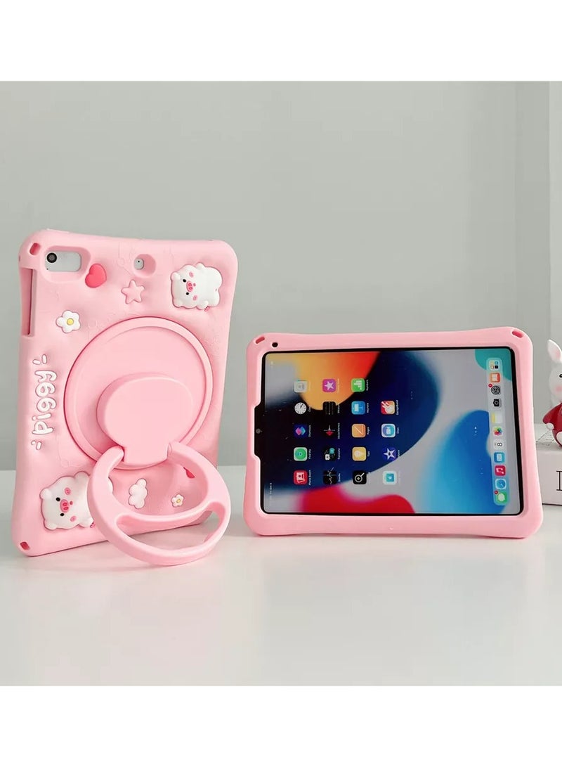 general Special 3D Pink Pattern Tablet Silicone Cute Case with Built-in 360° Rotatable Foldable Kickstand Shockproof Cover Case for iPad Air 5 2022 10.9  - Image 2