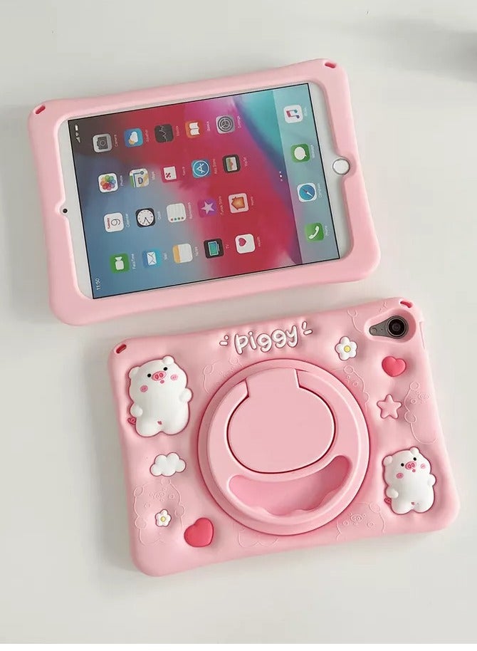 general Special 3D Pink Pattern Tablet Silicone Cute Case with Built-in 360° Rotatable Foldable Kickstand Shockproof Cover Case for iPad Air 5 2022 10.9  - Image 3