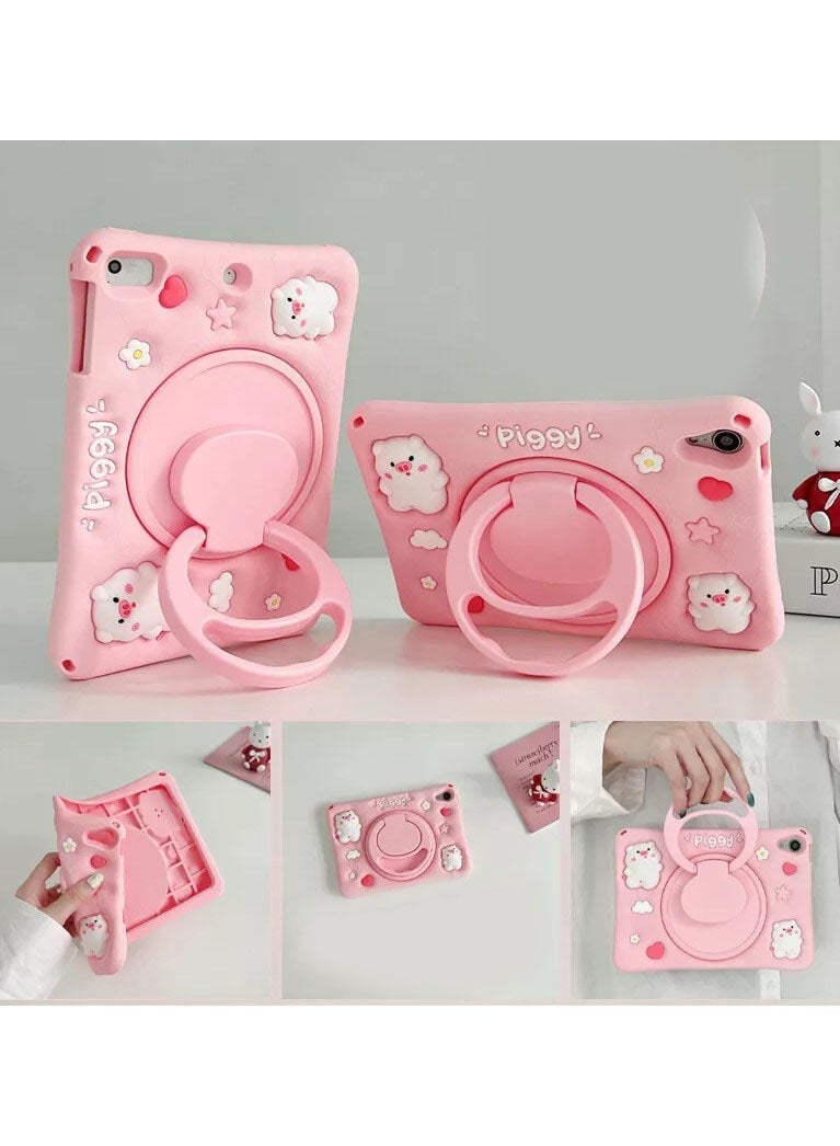 general Special 3D Pink Pattern Tablet Silicone Cute Case with Built-in 360° Rotatable Foldable Kickstand Shockproof Cover Case for iPad Air 5 2022 10.9  - Image 5