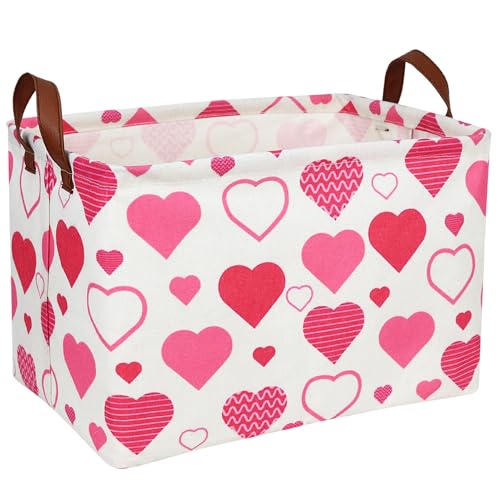 NIETEIN Cute Heart Valentines Day Basket for gifts empty Storage Basket for Kid and Baby Room Decor Pink Heart - Image 1