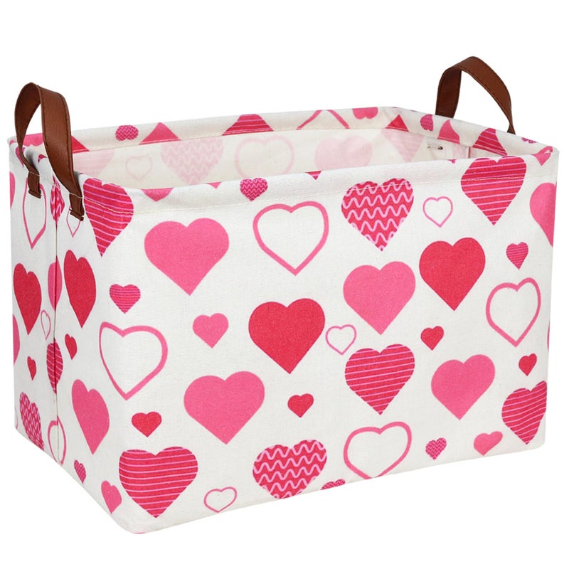 NIETEIN Cute Heart Valentines Day Basket for gifts empty Storage Basket for Kid and Baby Room Decor Pink Heart - Image 3