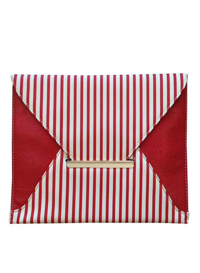 JNB Striped Envelope Clutch, Red - Image 1