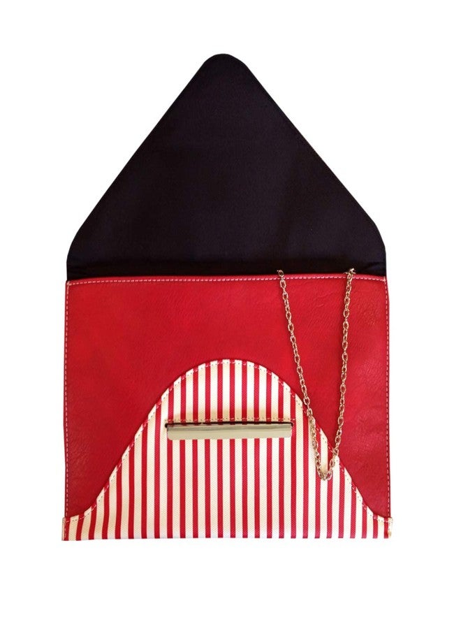 JNB Striped Envelope Clutch, Red - Image 4