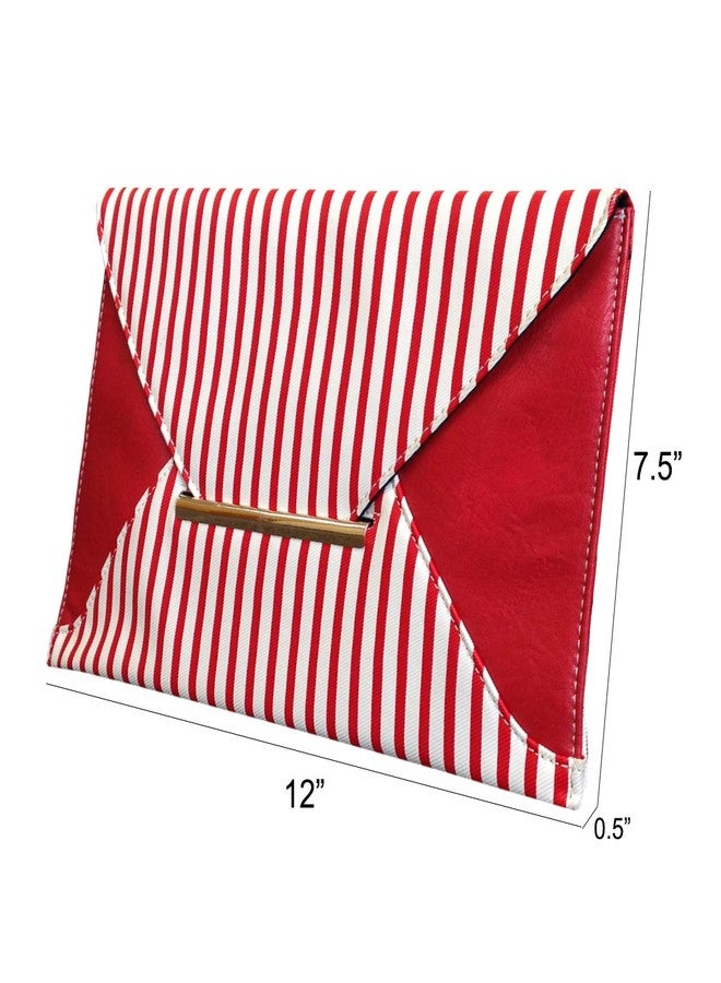 JNB Striped Envelope Clutch, Red - Image 3
