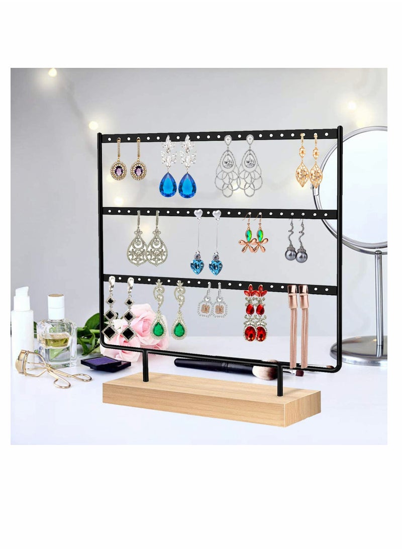 Excefore - Earring Holder Stand, Hanging Jewelry Organizer, 3 Tier Tabletop Earrings Display Stand Tree for Earrings Necklace Bracelet Rings, Earring Holder for Hanging Earrings (66 Holes) - Image 1