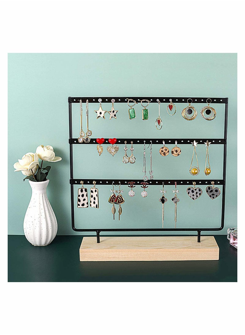 Excefore - Earring Holder Stand, Hanging Jewelry Organizer, 3 Tier Tabletop Earrings Display Stand Tree for Earrings Necklace Bracelet Rings, Earring Holder for Hanging Earrings (66 Holes) - Image 1