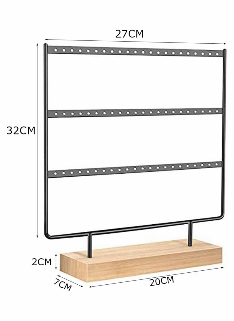 Excefore - Earring Holder Stand, Hanging Jewelry Organizer, 3 Tier Tabletop Earrings Display Stand Tree for Earrings Necklace Bracelet Rings, Earring Holder for Hanging Earrings (66 Holes) - Image 1