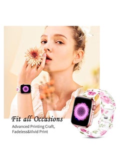 Y&D Apple Watch Transparent Cute Floral Silicone Bands, 38mm 40mm 41mm 42mm 44 mm 45mm Women Printed Fadeless Sport Band for iWatch SE Series 7 6 5 4 3 2 1  - Image 3