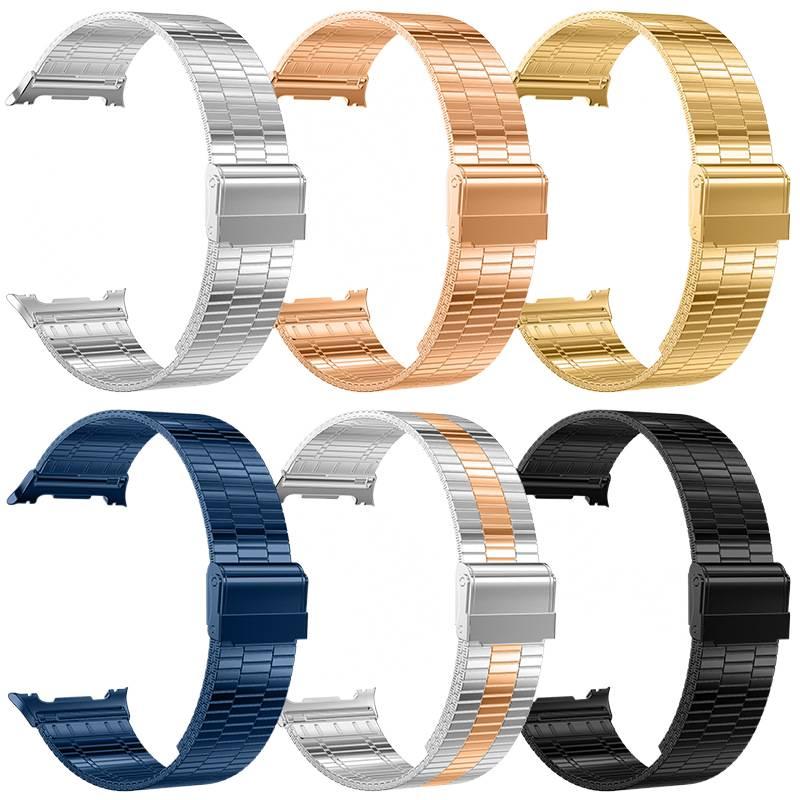 Rose Gold Stainless Steel Link Smartwatch Band Compatible with Samsung Galaxy Watch 8 Classic with Adjustable Fit Replacement Strap for Daily Wear - NADI - Image 2